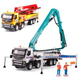 1:50 Alloy model car 88385 truck acousto-optic concrete pump truck adult metal ornaments Children's Christmas New Year Gift Toys LJ200930