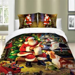 Christmas Series Santa Claus Xmas HD Printing Duvet / Quilt Cover Set Bed Linens Queen King Twin Bedding Set For Children Adults LJ201127