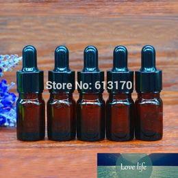 50pcs New Arrival 5ml Amber Glass Dropper Bottle,5cc Empty Essential Oil Bottle Small Sample Vials Black Rubber