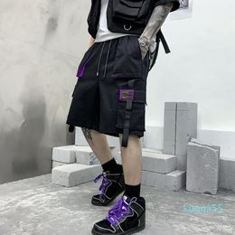 Men's Shorts 2022 Summer Cargo Pants Men Harajuku Fashion Streetwear Hip Hop Punk Male Trousers Ribbons Black Military Clothes