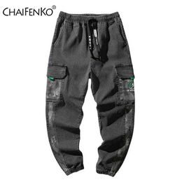 CHAIFENKO Hip Hop Cargo Pants Men Fashion Harajuku Harem Pant Streetwear Casual Joggers Sweatpant Multi-Pocket Tie feet Men Jean G220224
