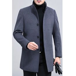 Spring&Autumn Trench For Men Wool Business Casual Jackets Windproof Slim Pea Woolen Coat Jacket-C LJ201109