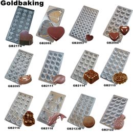 Goldbaking Polycarbonate Heart Chocolate Mould Poly-carbonate Chocolate Tray Hard PC Candy Mould Y200612