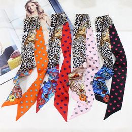 Scarves Jungle Love Print 100 Silk Riband Bag Wraps Scarf Lady Neck Decoration Small Ribbon Multi Hair Band Choker ZSBD22811209408