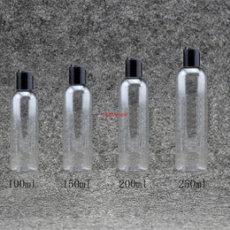 100/150/200/250ml Empty Plastic Transparent Lotion Refillable Bottles PET disc top cap shampoo emulsion cosmetic containergood package