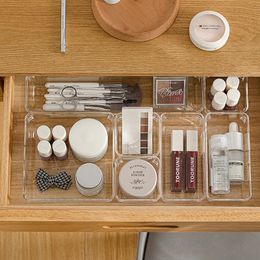 Simple Multi-Specification Transparent Drawer Storage Box without Lid Compartment Free Combination Small Pieces Clutter Organizing Box