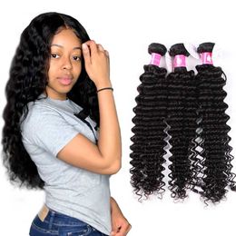 10pcs/lot 100% Peruvian Virgin Human Hair Bundles Deep Wave Hairs 8A Grade Quality 1B Natural Colour Wholesale Factory Price Brazilian Unprocessed Hair Wefts