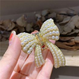 Summer Small Pearl Butterfly Hair Claws Hairpin Cute Pearl Clamps Metal Hair Clip For Women Sweet Accessories