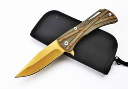 Mict Golden D2 Blade Bamboo Handle Ball Bearing CNC Tactical Pocket Folding Edc Knife Camping Knife Hunting Knives Xmas Gift a1479