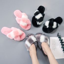 Winter New House Slippers For Women Winter Warm Plush Furry Ladies Slippers Indoor Bedroom Plush Girls Flat Shoes