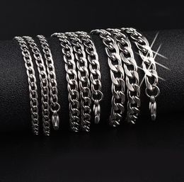 Luxury Silver Miami Cuban Link Chain Mens 316L Titanium Steel Hip Hop Chain Necklaces Jewelry 3mm*5mm*7mm 60cm