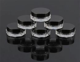 Cosmetic Containers Sample Jars with Black Lids Plastic Makeup Sample Containers BPA free Pot Jars 3g Gramme