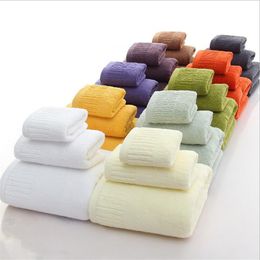 11 Colors 3 Pieces Bath Towels Thick Cotton Towel Set Face Towels Bath Towel For Adults Washcloths High Absorbent bathroom towel 201026