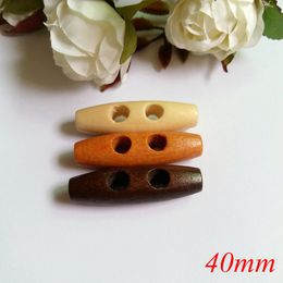 100pcs 40mm 2 holes wooden buttons sewing accessories Olive buckle large long scrapbook Duffel Coat Overcoat Button