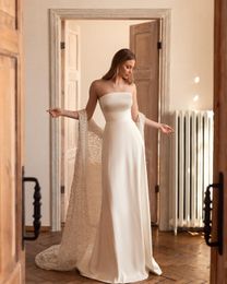 Simple Mermaid Wedding Dresses Off Shoulder Sleeveless Bridal Gown Custom Made With Sequined Wrap Graceful Robes De Mariée