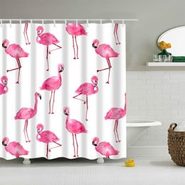 Flamingo Animal Dog Hippo Cat Polyester Pink Shower Curtain High Quality Washable Curtains For Bathroom Decoration150*180 T200711