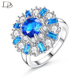 Wedding Rings DODO Summer Bohemia Styles Women Delicate Blue & Clear Crystal Flowers Big Bague Femme Zircon Fashion Jewellery R384