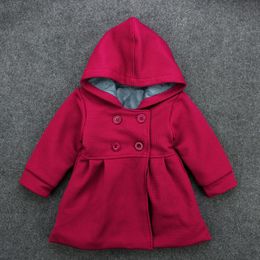 Winter baby girl's dress warm coat hooded jacket 3 Colours optional A-line Girl Long Sleeve Jacket children's clothes