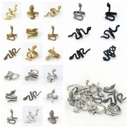 vintage snake ring gold Canada - wholesale 100pcs alloy snake rings black gold silver mix punk vintage charm gifts wome men cool party jewelry lots