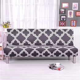 Printed Geometric Armless Sofa Bed Cover Folding slipcover stretch covers cheap Seat Couch Protector Elastic bench Futon Cover 201222