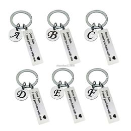 Drive safe English Initial key rings Stainless Steel Tag keychain holders handbag hangs women men fashion Jewellery will and sandy gift