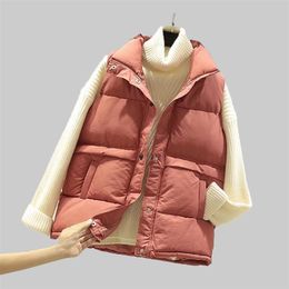 Women Sleeveless Vest Winter Warm Plus Size 2XL Down Cotton Padded Jacket Female Veats Mandarin Collar Sleeveless Waistcoat 201211