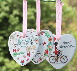 Ceramic DIY Double-sided UV Printing Valentine Day Gift Valentine Theme Fall In Love Pendant Ornament SN3631