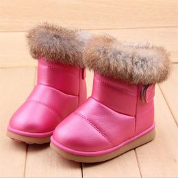 COZULMA Winter Plush Baby Girls Snow Boots Warm Shoes Pu Leather Flat With Baby Toddler Shoes Outdoor Snow Boots Girls Kids Shoe LJ200911