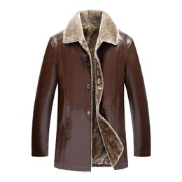 Winter Fur PU Leather Jacket Mens Plus Size 5XL Suede Leather Jackets Men Faux Fur Thick Warm Long Suede Jacket Clthing,N8013 201120