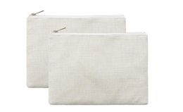 DHL120pcs 16*23cm Gold Zipper Cosmetic Bag Sublimation White Blank Cotton linen makeup bag