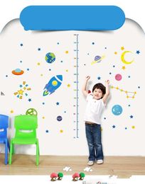 Wall Stickers Children's Room Outer Space Rocket Height Sticker Creative Stickers Cartoon Anime Mural Growth Chart Gifts RRF13779