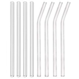 Reusable Clear Glass Drinking Straws Eco-Friendly Dinking Straws Bent Straight Milk Cocktail Straw