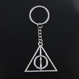 20pcs/lot Key Ring Keychain Jewellery Silver Plated Deathly Hallows Charms silver pendant Gift