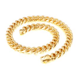 12mm 24 inch silver/ gold ack choose Colour stainless steel mens necklace cuban curb link chain Punk Jewellery Cool clasp