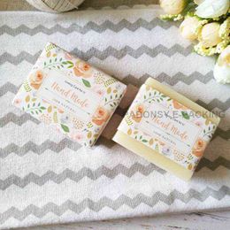 Orange Cream Rose Printed Soap Wrapping Paper Packaging for Handmade Soap Pure Cold-process Soap Waist Sealing Strip H1231