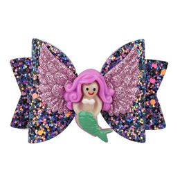 2022 new 3 Inch Girl Child Hair Bow Clip Unicorn Sequin Mermaid Barrettes Hairbow Hairpin Xmas Hair Head Accessories 12 Colours