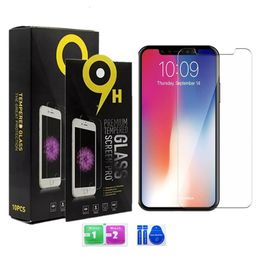 For iPhone 13 Mini 12 Pro Max XS Max XR 8 7 Plus Tempered Glass Samsung A11 A21 LG Stylo 5 Screen Protector With Retail Package