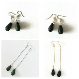 new Fashion women Long tassel volcanic stone Lava earrings Essential oil yoga Earrings black Dangle & Chandelier Earrings