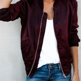 Women Jacket Solid 2020 Tops Girl Plus Size Casual baseball Women Clothing Zipper Bomber Long Sleeves Coat Jackets LJ200813