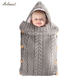 Newborn Baby Cute Wrap Swaddle Blanket Knit Sleeping Bag Stroller Wrap for Baby Swaddle Blanket 0-6 Month Sleeping Bag LJ201014