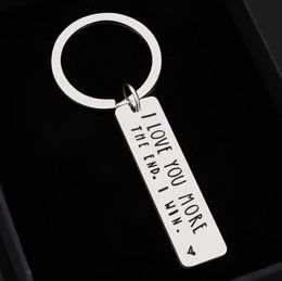 Charm Key ring I LOVE YOU MORE THE END Letter Strip Metal Couple Keychain KeyRing Holder Decor Key Chain Valentine's Day Gifts