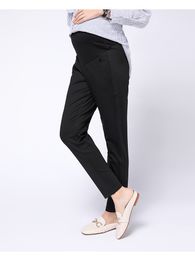 2020 Spring New Pregnant Women Belly Trousers Fashion High Waist Office Lady Pencil Pants Black Elegant Maternity Work Clothes LJ201119