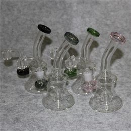 Colourful Thick Mini Dab Rig hookah Glass Bongs Water Pipes 14mm Joint Oil Rigs Small Bong With 4mm Quartz Banger