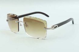 2021 Direct sales high-quality cutting lens sunglasses 3524020, black horn temples glasses, size: 58-18-135mm