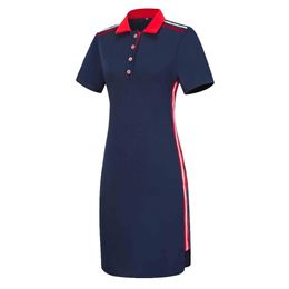 Women Plus Size Short Sleeves Polo T Shirt Top Stripe Bodycon Midi Pencil Dress T190608