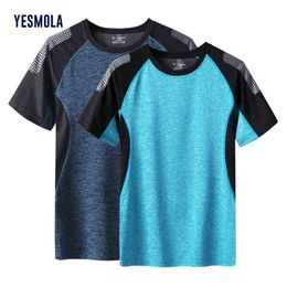 YESMOLA Sports T-shirt Men's Quick Dry Fitness Running 2021 Summer New Couple's Wear Short Sleeve O-Neck Loose Shirt Plus Size G1222