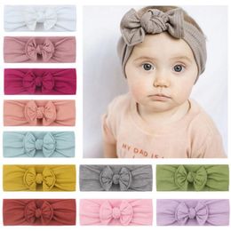 Newborn Headband Ribbed Bow Head Wraps Knotted Bows Turban Solid Baby Headwear Girls Hair Accessories 12 Colors DW6366