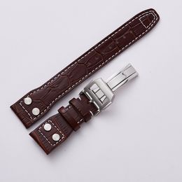 Wholesale Free shipping Genuine Calf Leather Watch Strap with Buckle Clasp Men's Watches Band for Fit IWC Bracelet 20mm 22mm