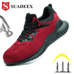 SUADEEX Safety Men Toe Cap Sneakers Breathable Outdoor Anti-slip Steel Puncture Proof Construction Boots Work Shoes Y200915