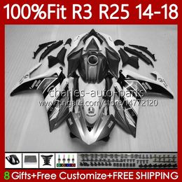 OEM Fairings For YAMAHA YZFR3 YZFR25 YZF R3 R25 YZF-R25 2014 2015 2016 2017 2018 Grey white Bodywork 102No.123 YZF R 3 25 14 15 16 17 18 YZF-R3 14-18 Injection Mould Body Kit